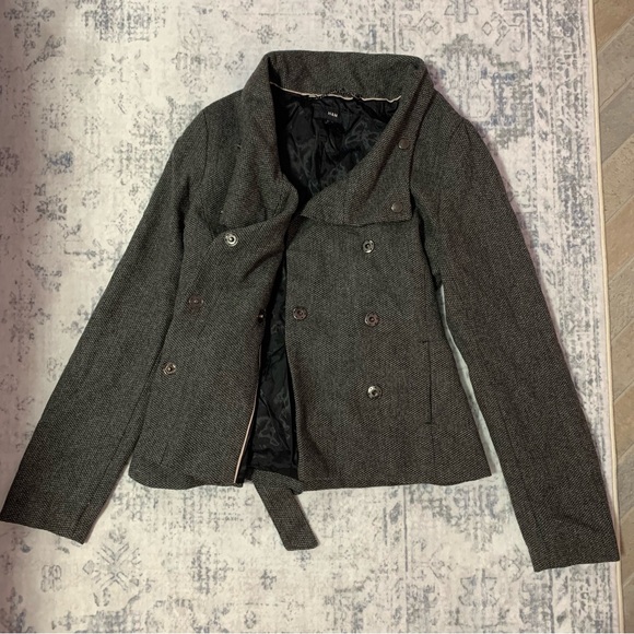 H&M Dark Gray Wool Textured Jacket with Belt 4 - Picture 3 of 12